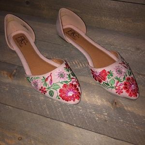 ffc d'orsay floral embroidered flat